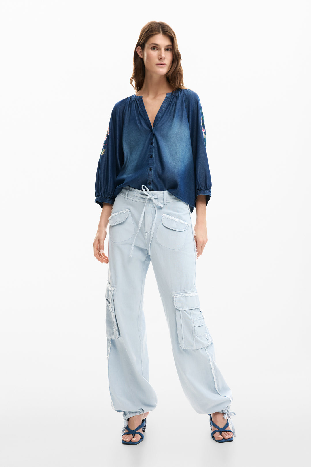 Desigual Embroidered balloon blouse