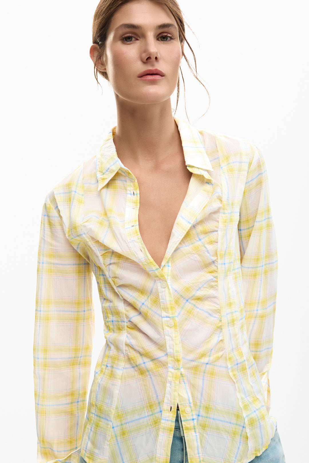 Desigual Checkered shirt - Yellow