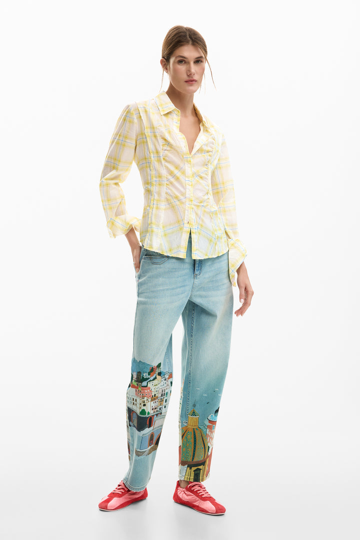 Desigual Checkered shirt - Yellow