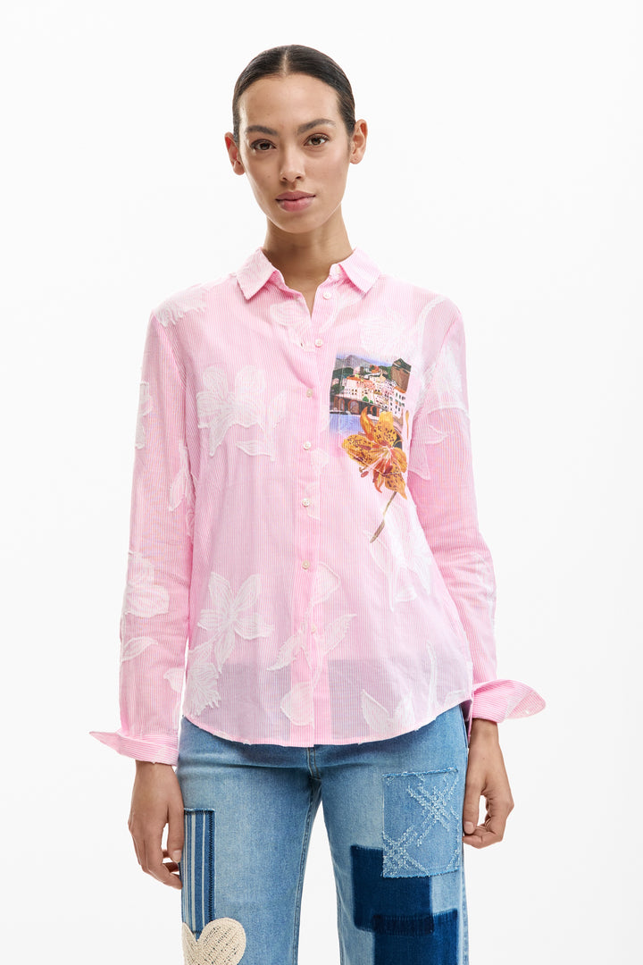Desigual Striped postcard shirt