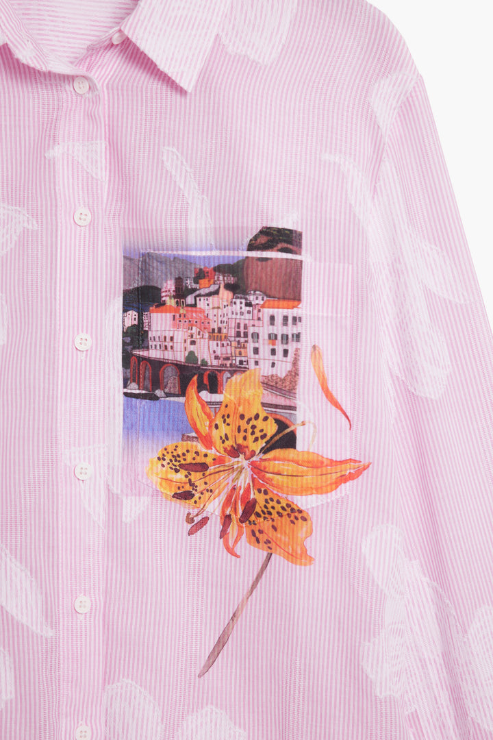Desigual Striped postcard shirt