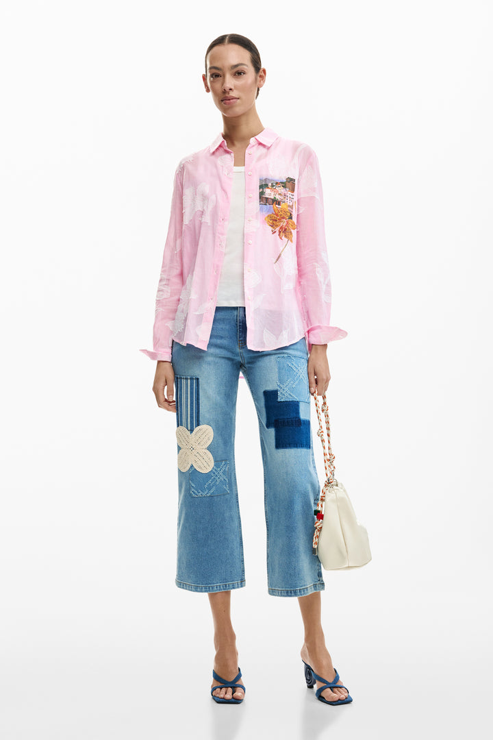Desigual Striped postcard shirt