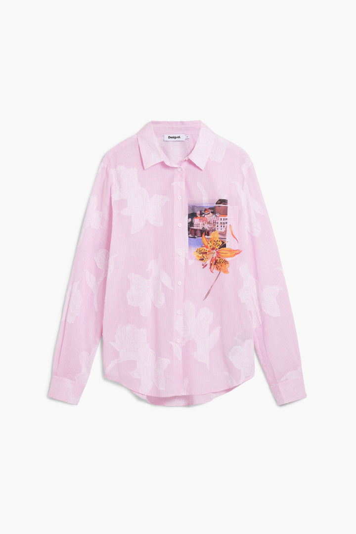 Desigual Striped postcard shirt