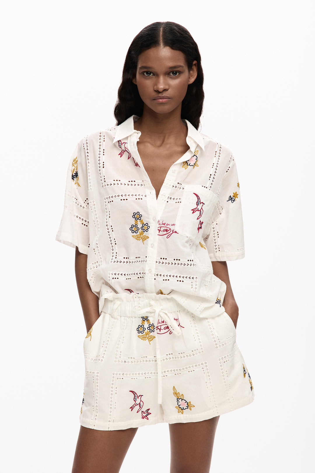 Desigual Short-sleeve embroidered shirt