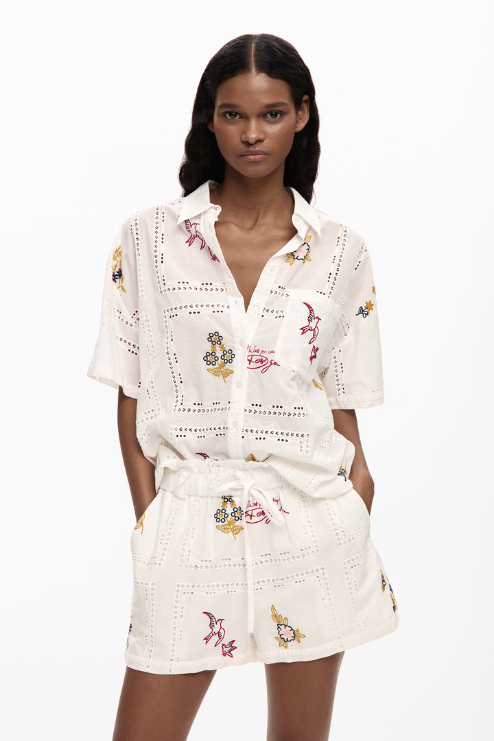 Desigual Short-sleeve embroidered shirt