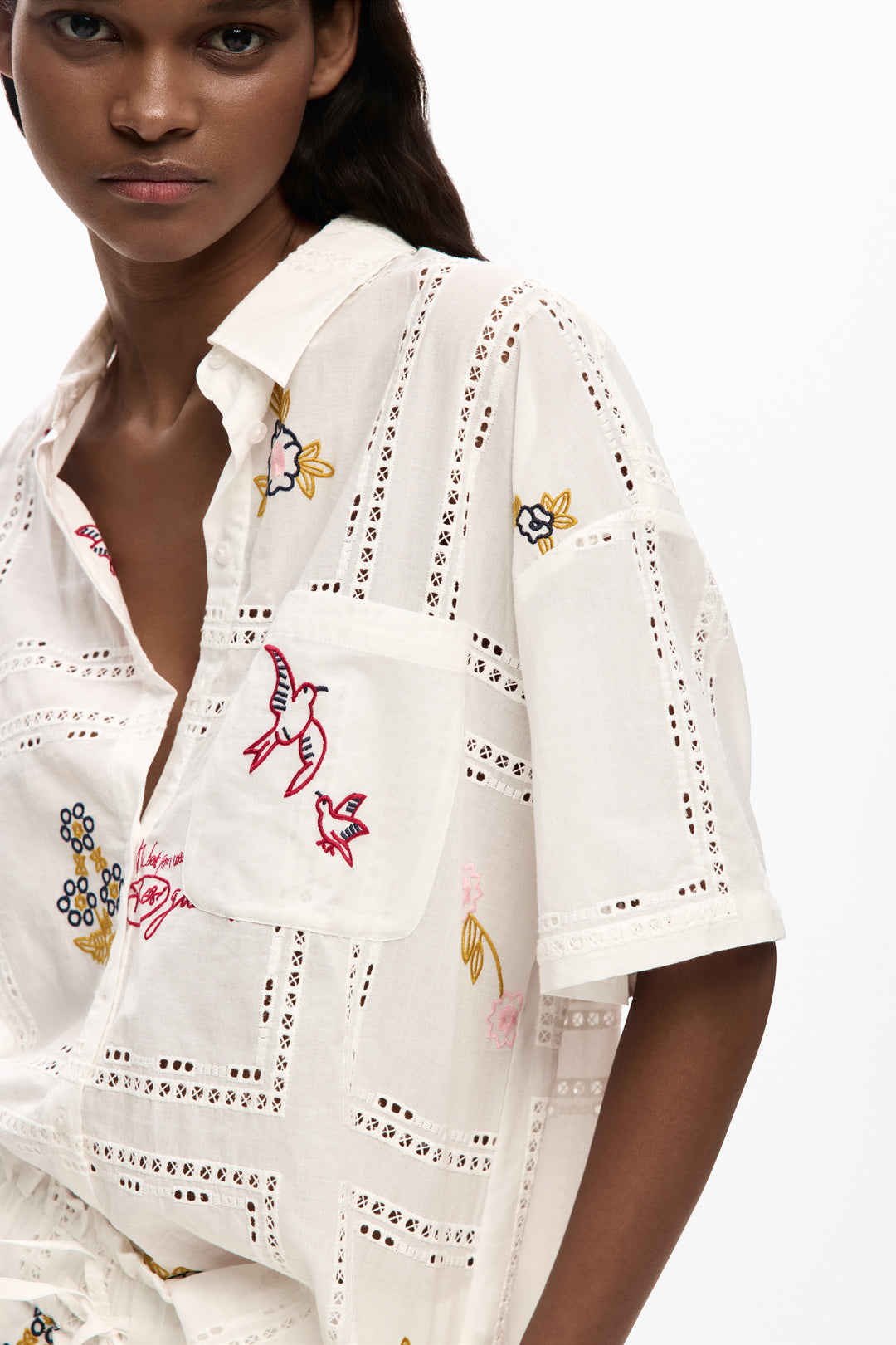 Desigual Short-sleeve embroidered shirt