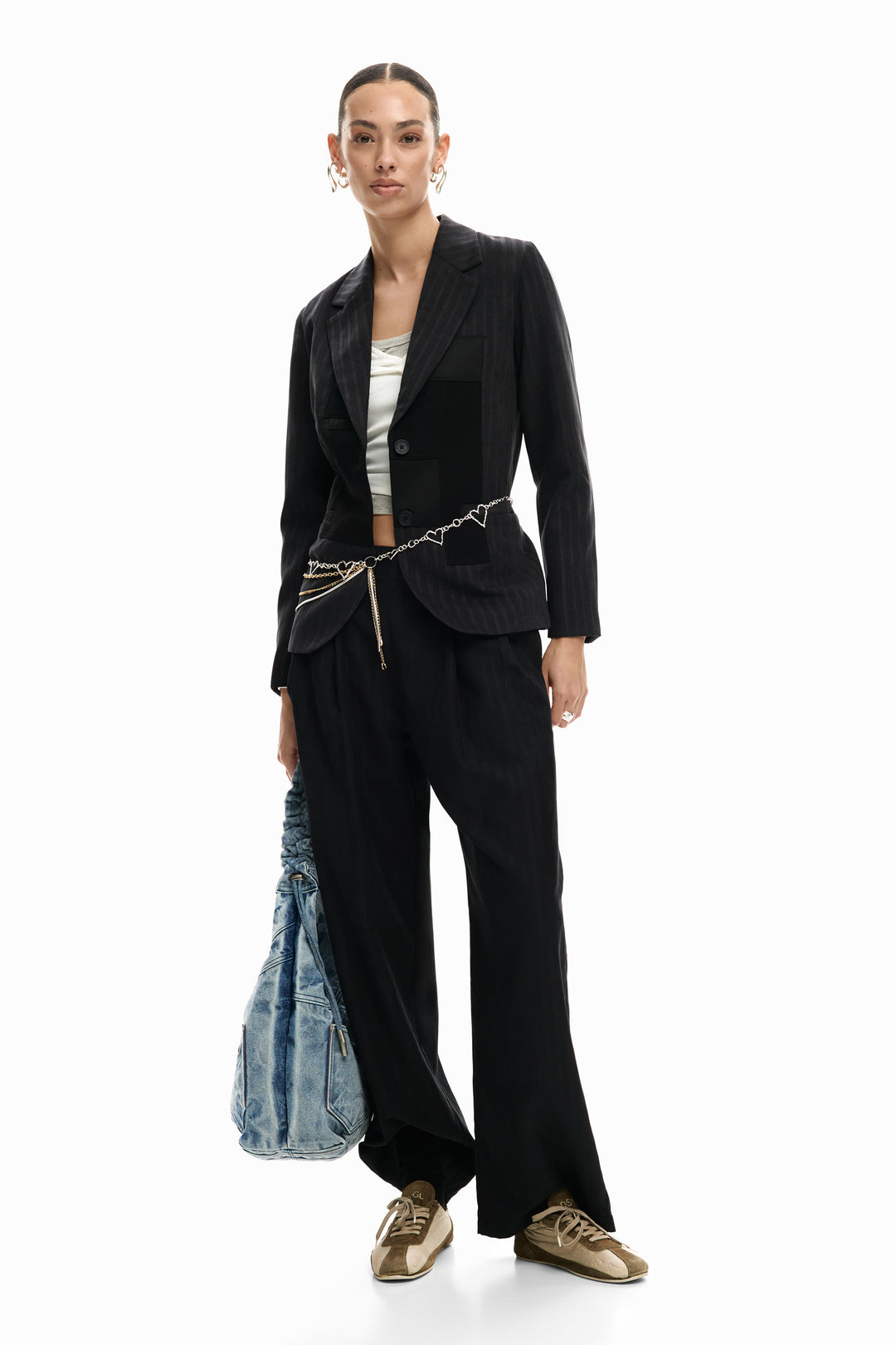 Desigual Striped patch blazer
