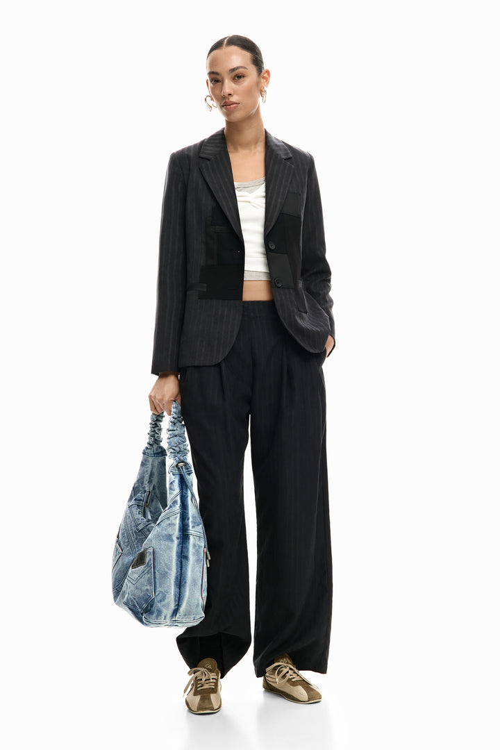Desigual Striped patch blazer