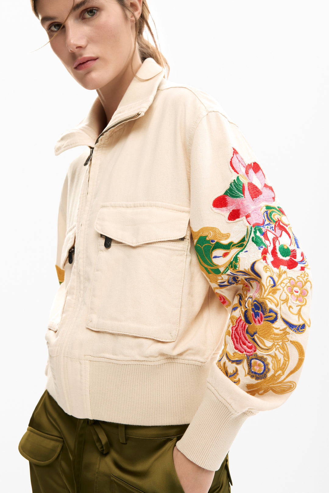 Desigual Floral patch jacket