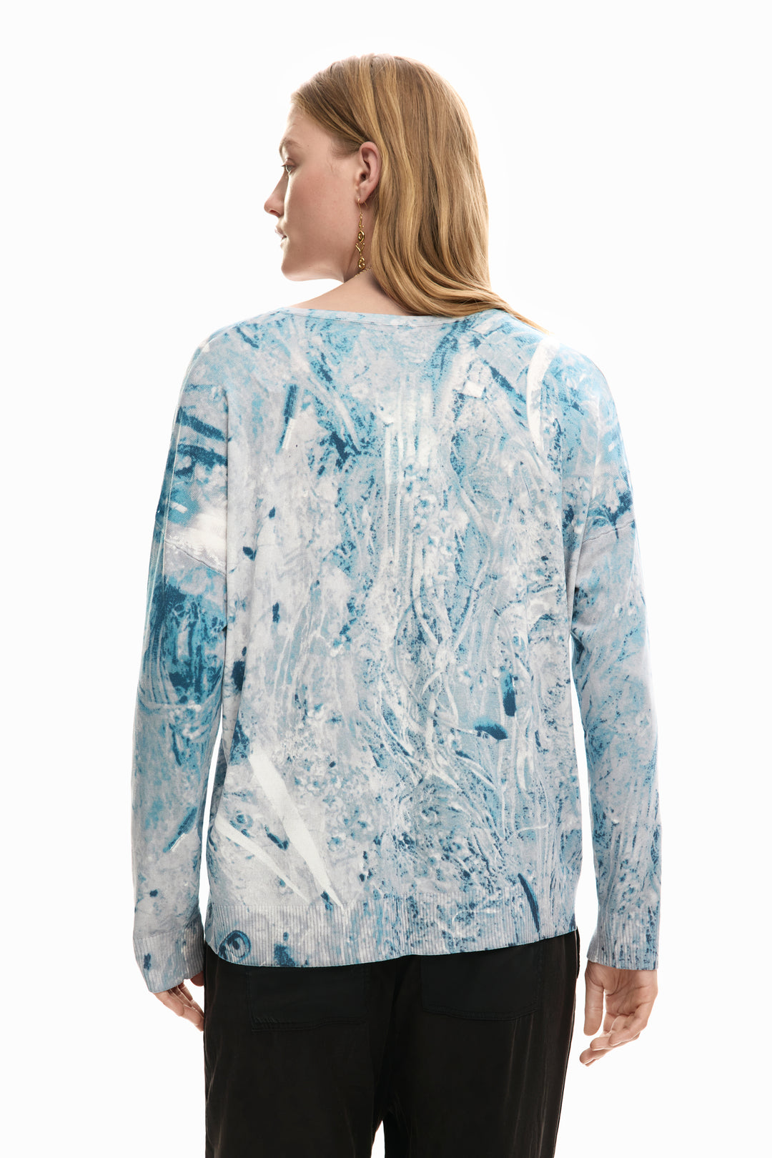 Desigual Abstract PrintV-Neck Sweater
