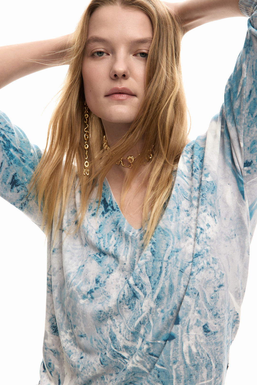 Desigual Abstract PrintV-Neck Sweater