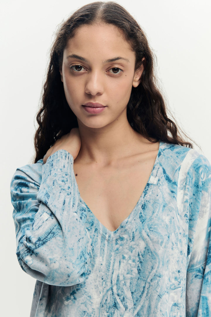Desigual Abstract PrintV-Neck Sweater