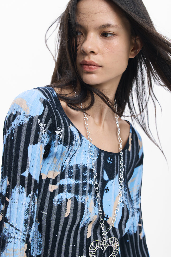 Desigual Fine Floral-Texture Sweater