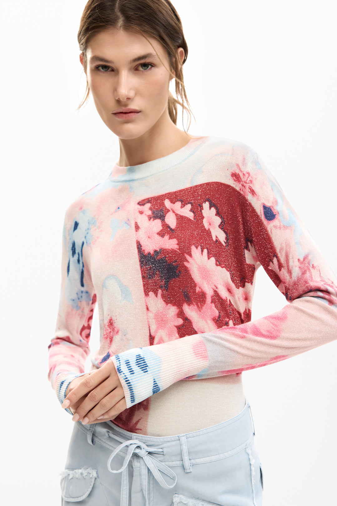 Desigual Fine knit collage sweater