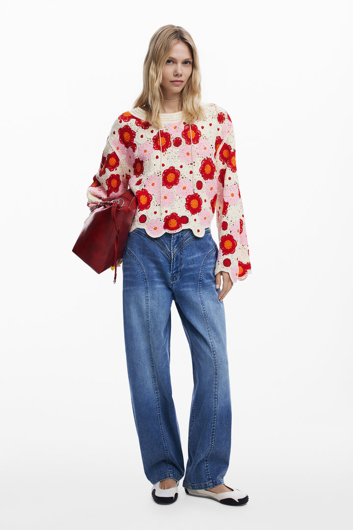 Desigual Crochet flower sweater