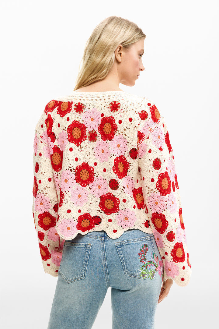 Desigual Crochet flower sweater