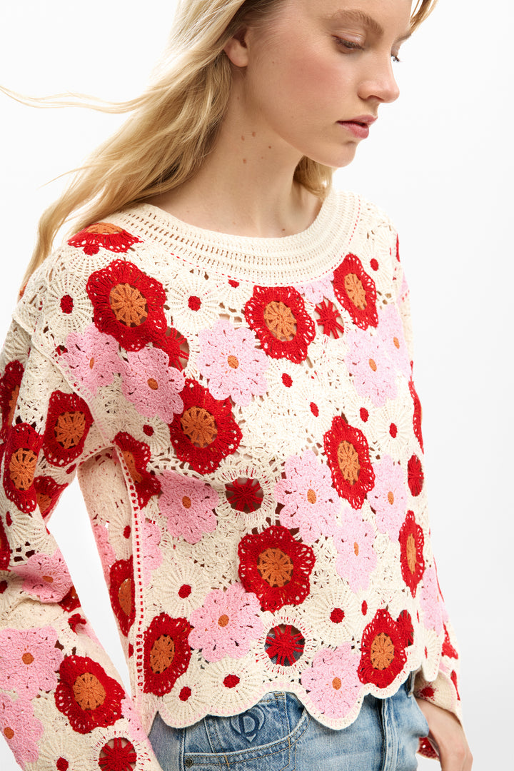 Desigual Crochet flower sweater