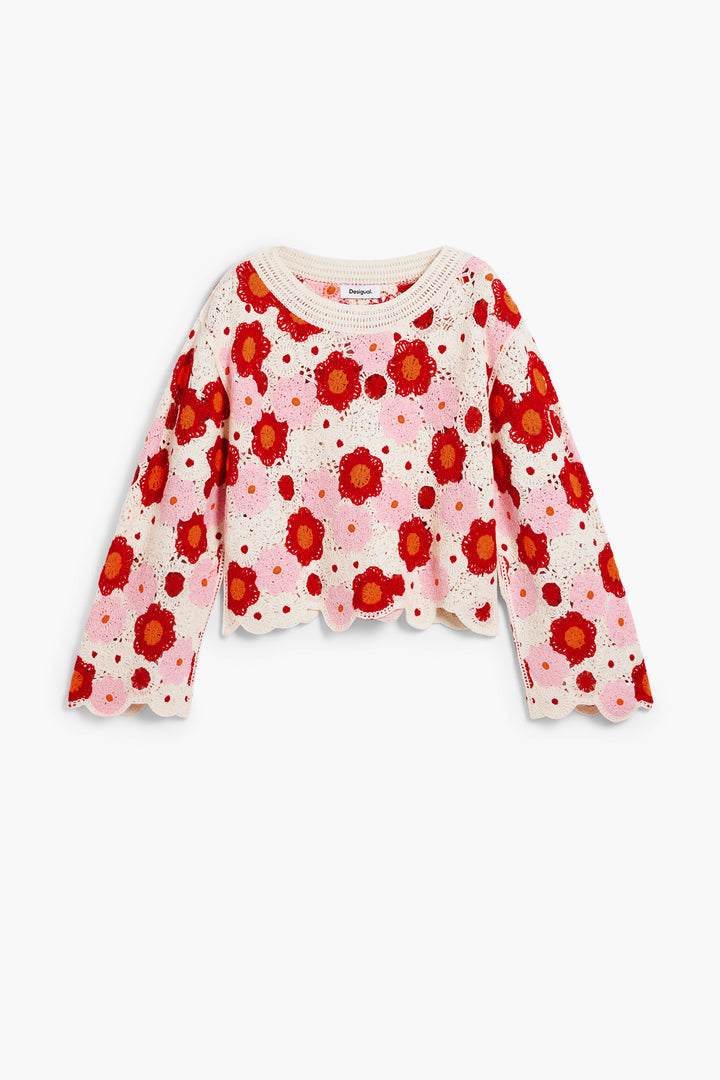 Desigual Crochet flower sweater