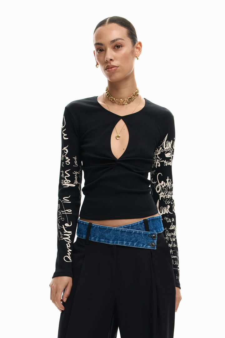 Desigual Key hole lettering Top