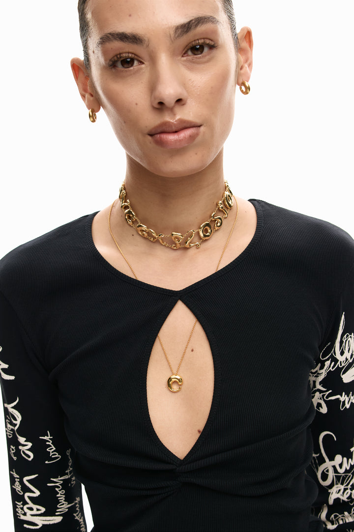 Desigual Key hole lettering Top