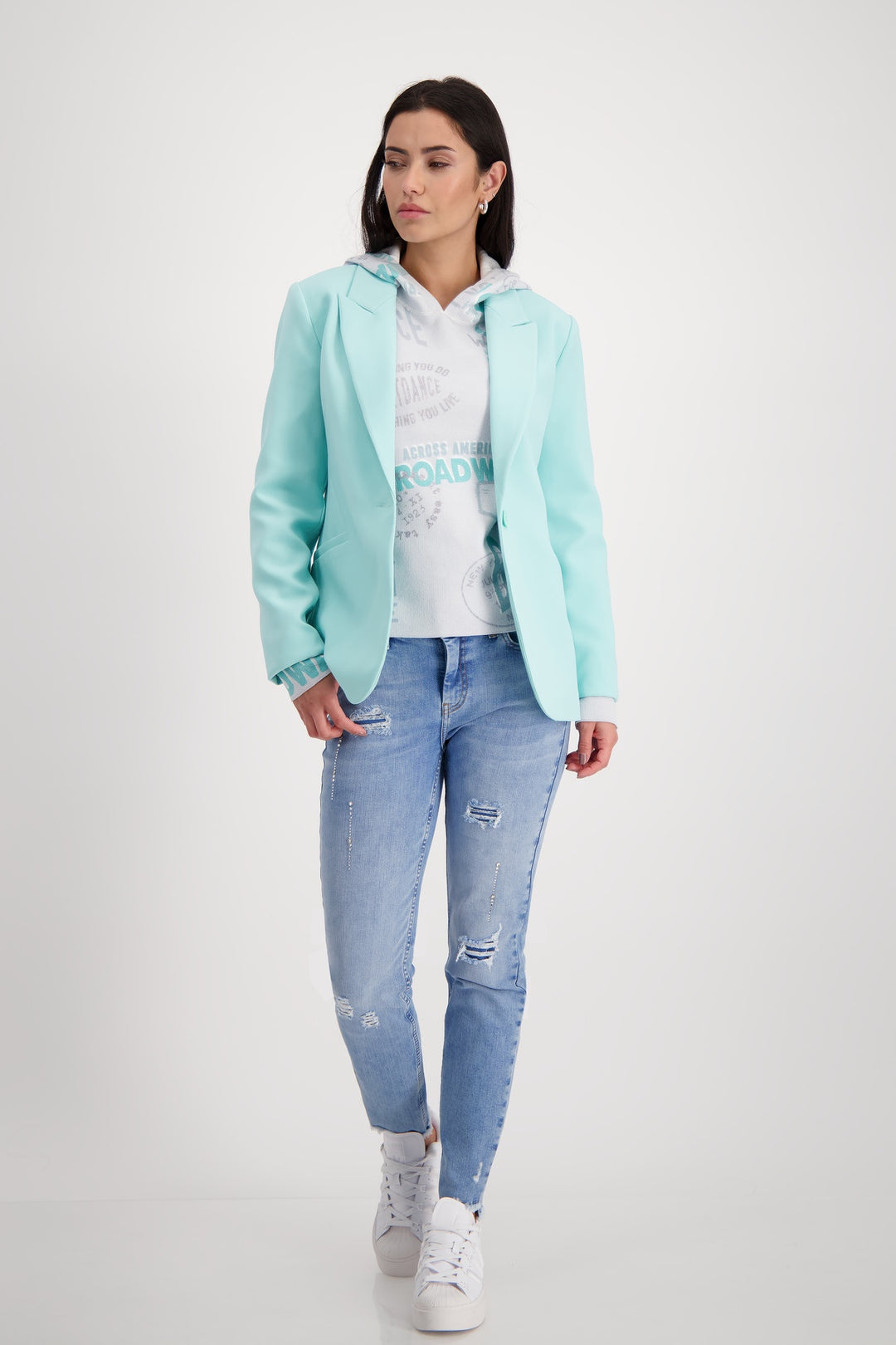 Monari Mint Lapel Collar Blazer