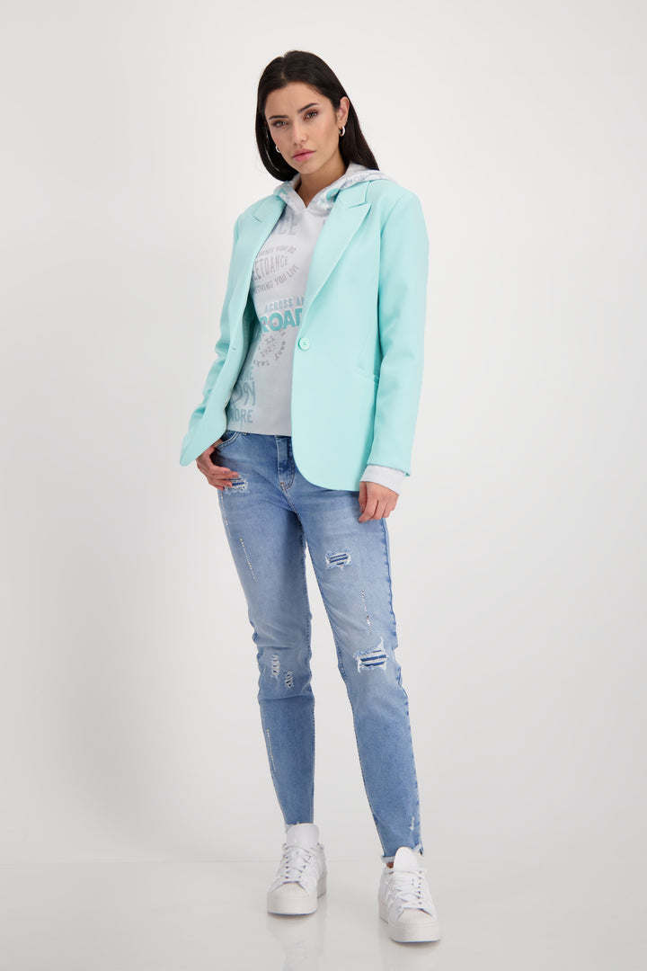 Monari Mint Lapel Collar Blazer