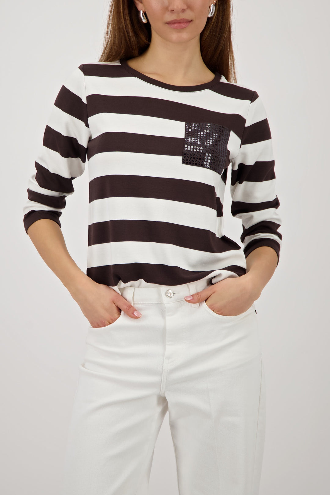 Monari Stripe Pocket Top - CHOC