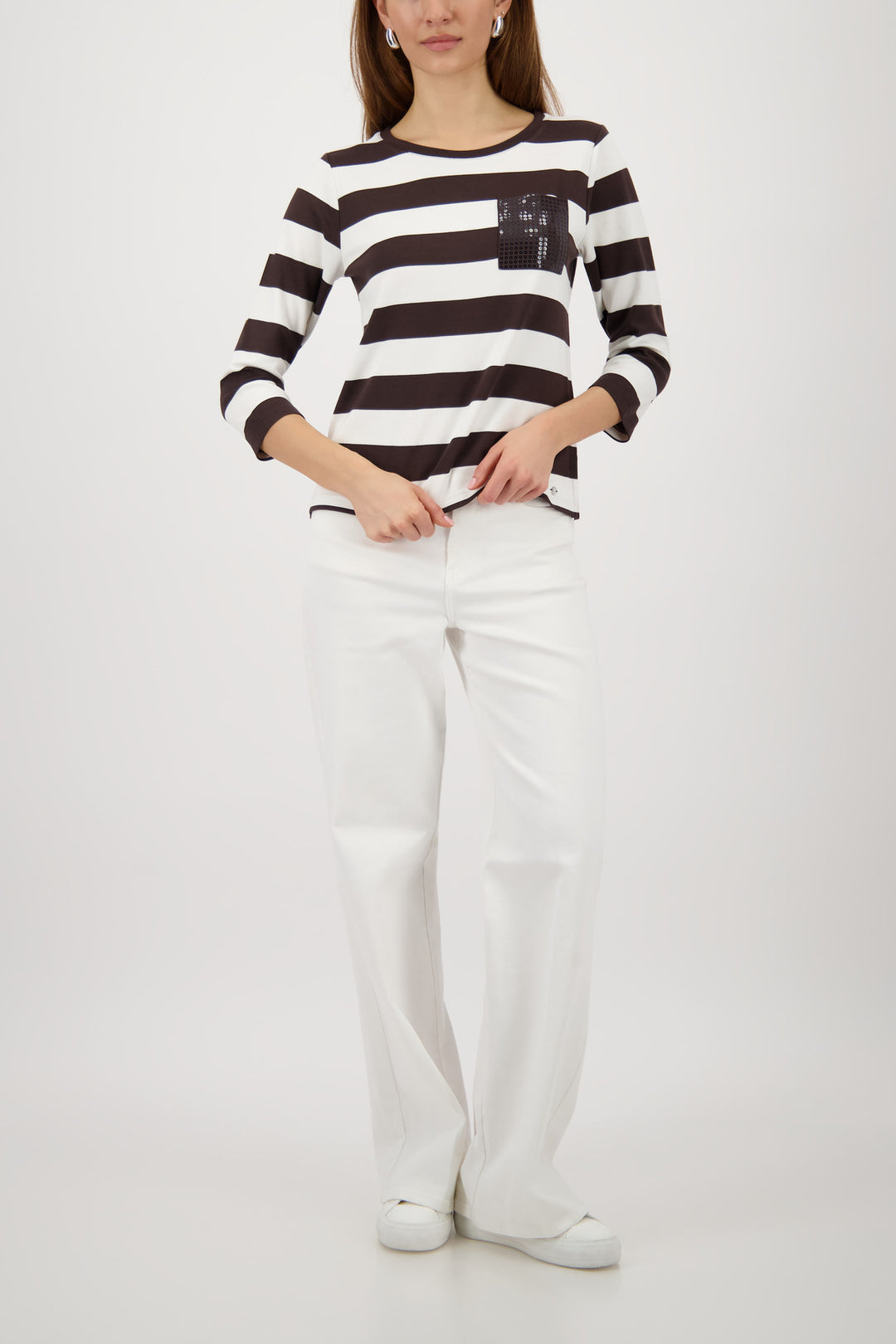 Monari Stripe Pocket Top - CHOC