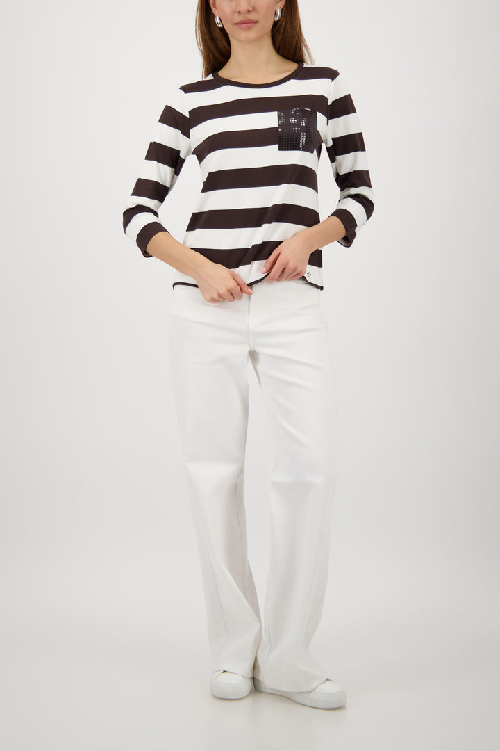 Monari Stripe Pocket Top - CHOC