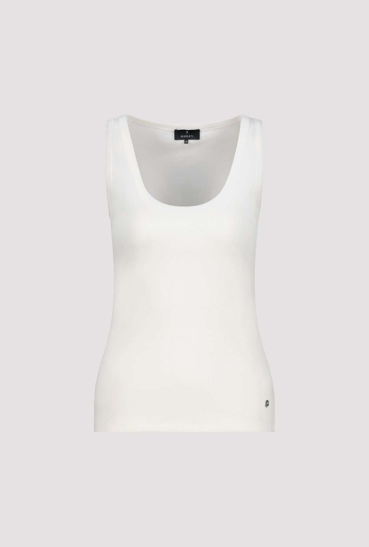Monari Pima Ribbed Top - WHT