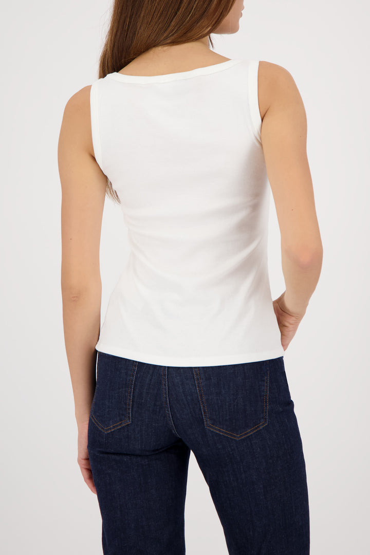 Monari Pima Ribbed Top - WHT