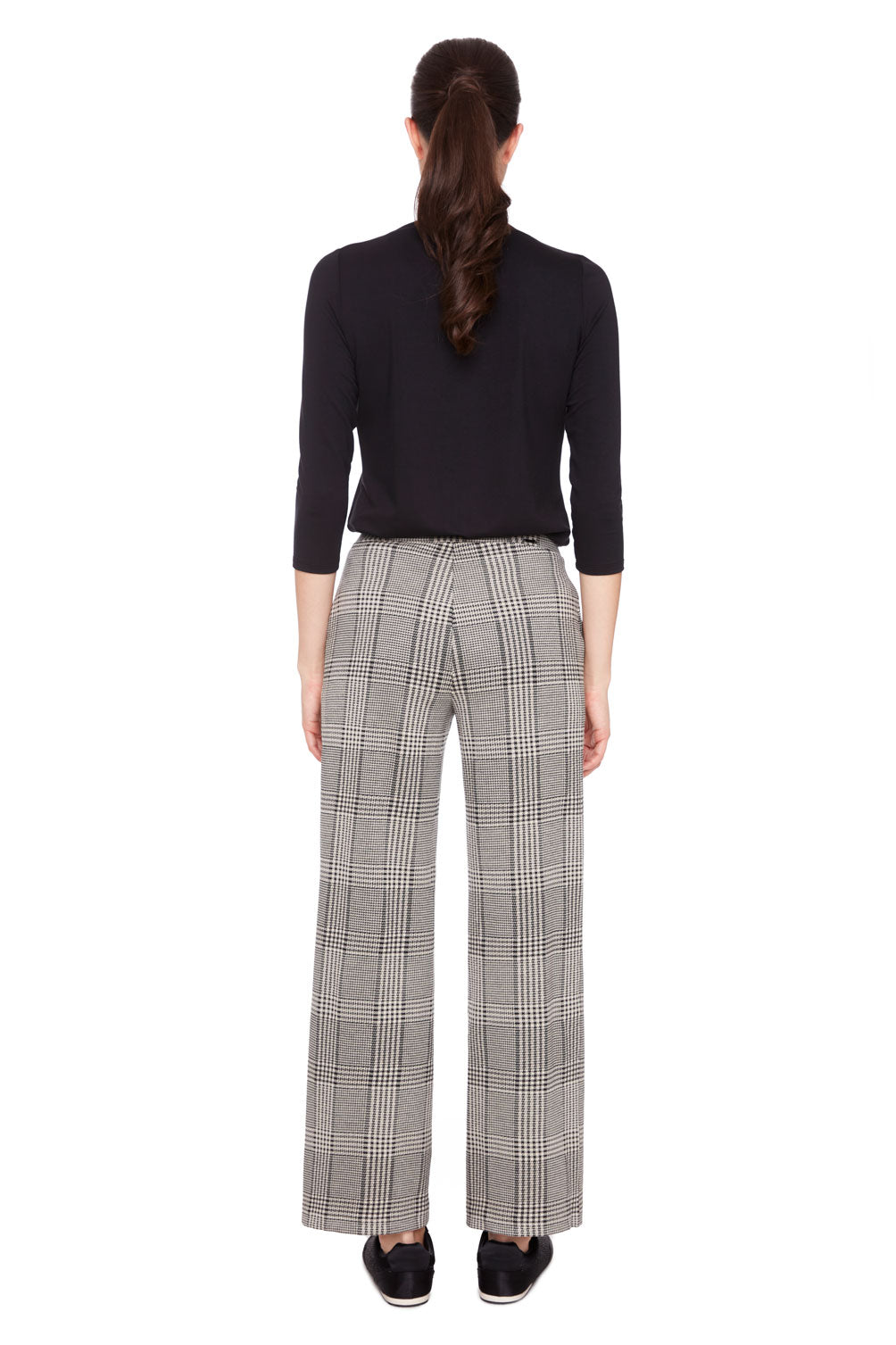 Up! Pants Wide Leg Knit Pant - Beige Plaid