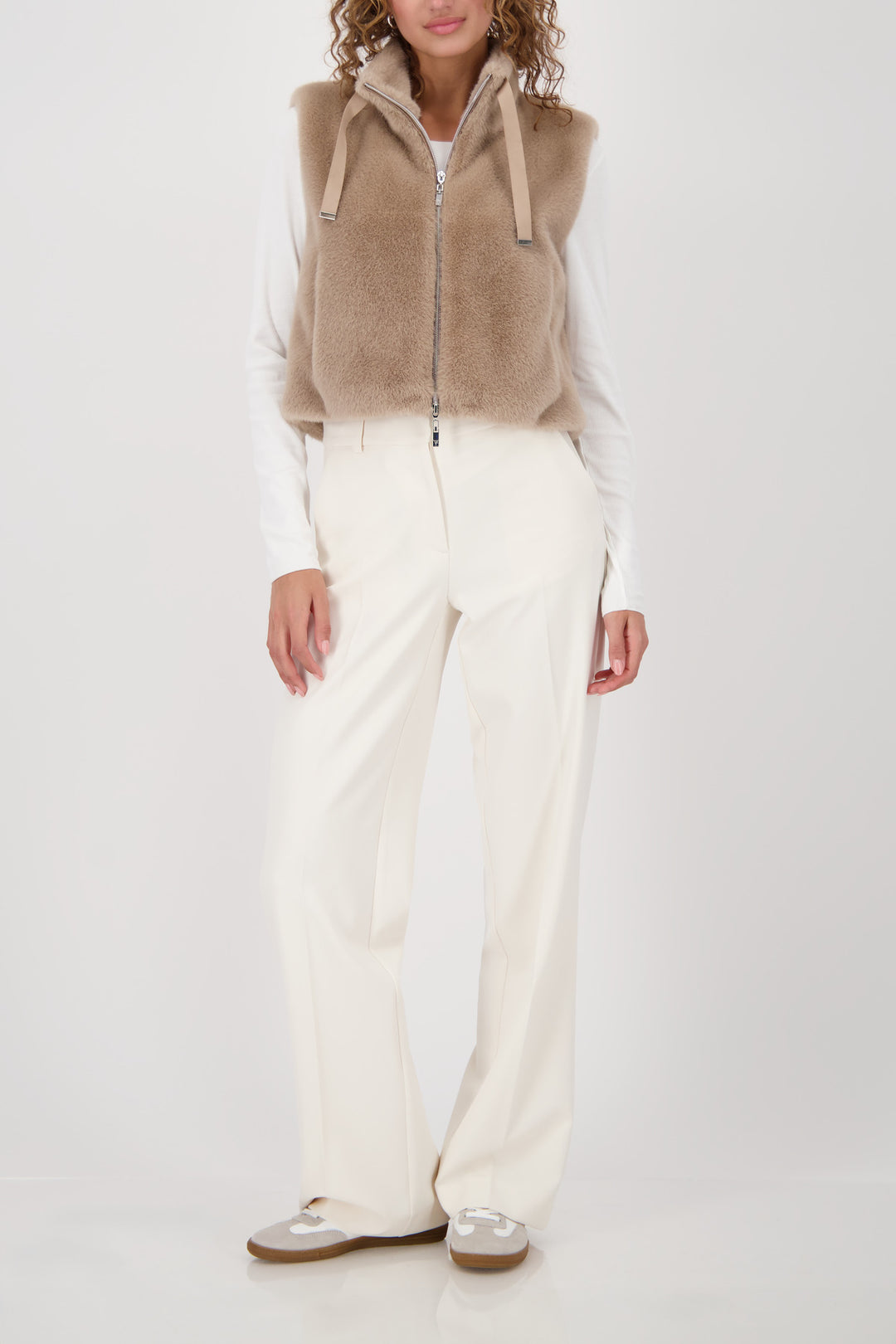Monari Faux Fur Waistcoat - Truffle