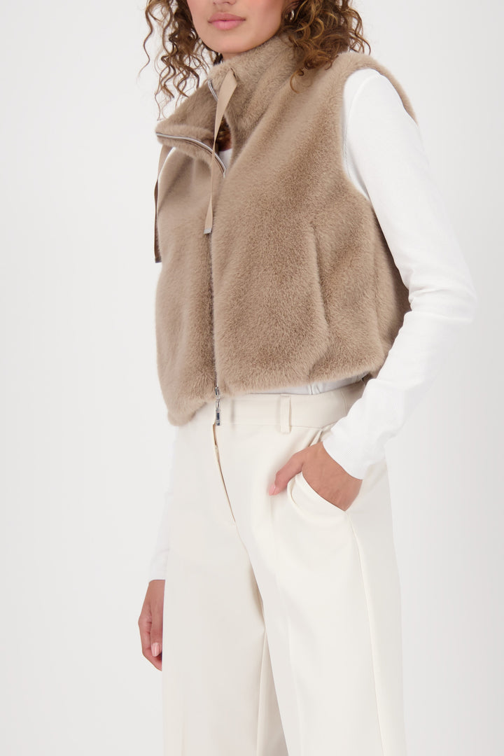 Monari Faux Fur Waistcoat - Truffle