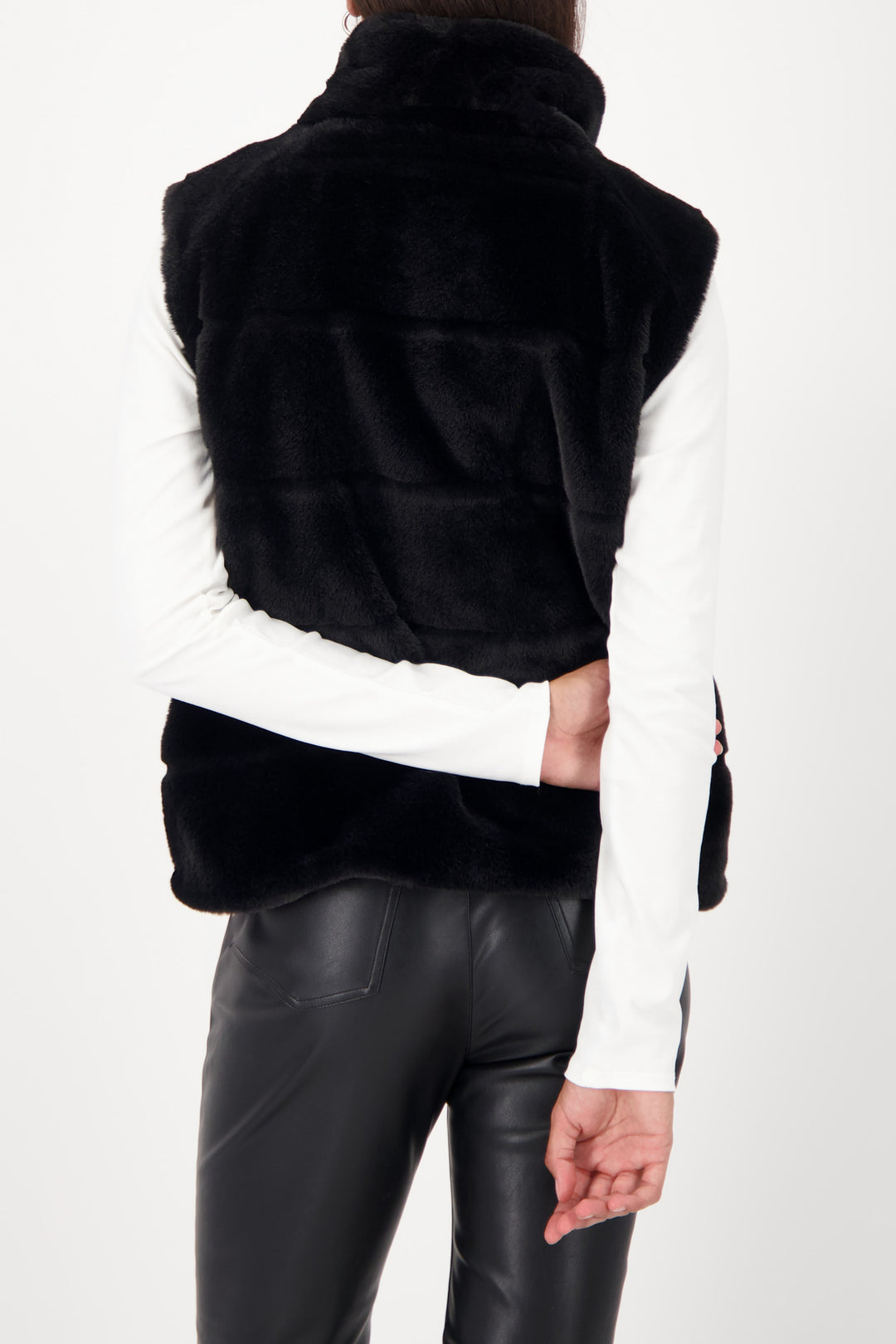 Monari Faux Fur Waistcoat - Black