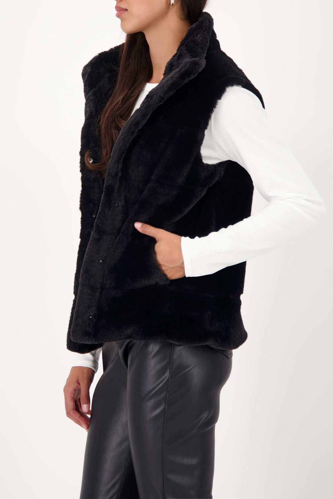 Monari Faux Fur Waistcoat - Black