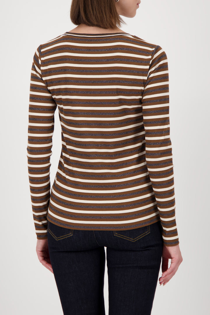 Monari Lurex Stripe Tee - Whisky