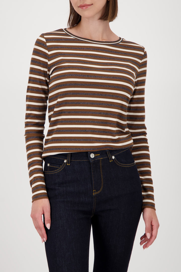 Monari Lurex Stripe Tee - Whisky