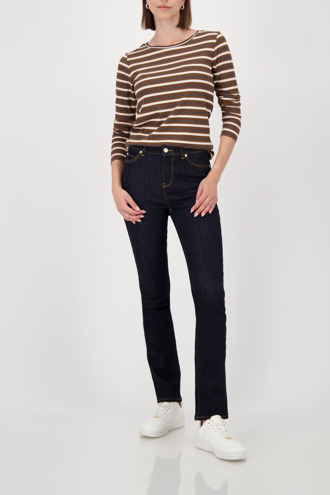 Monari Lurex Stripe Tee - Whisky