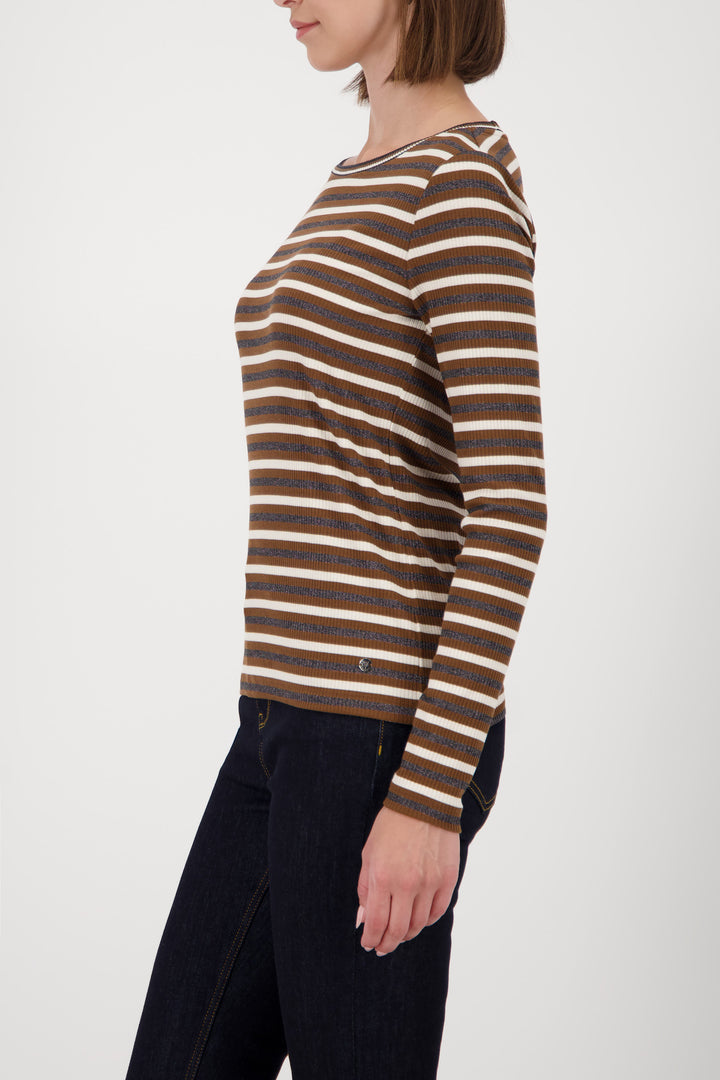 Monari Lurex Stripe Tee - Whisky