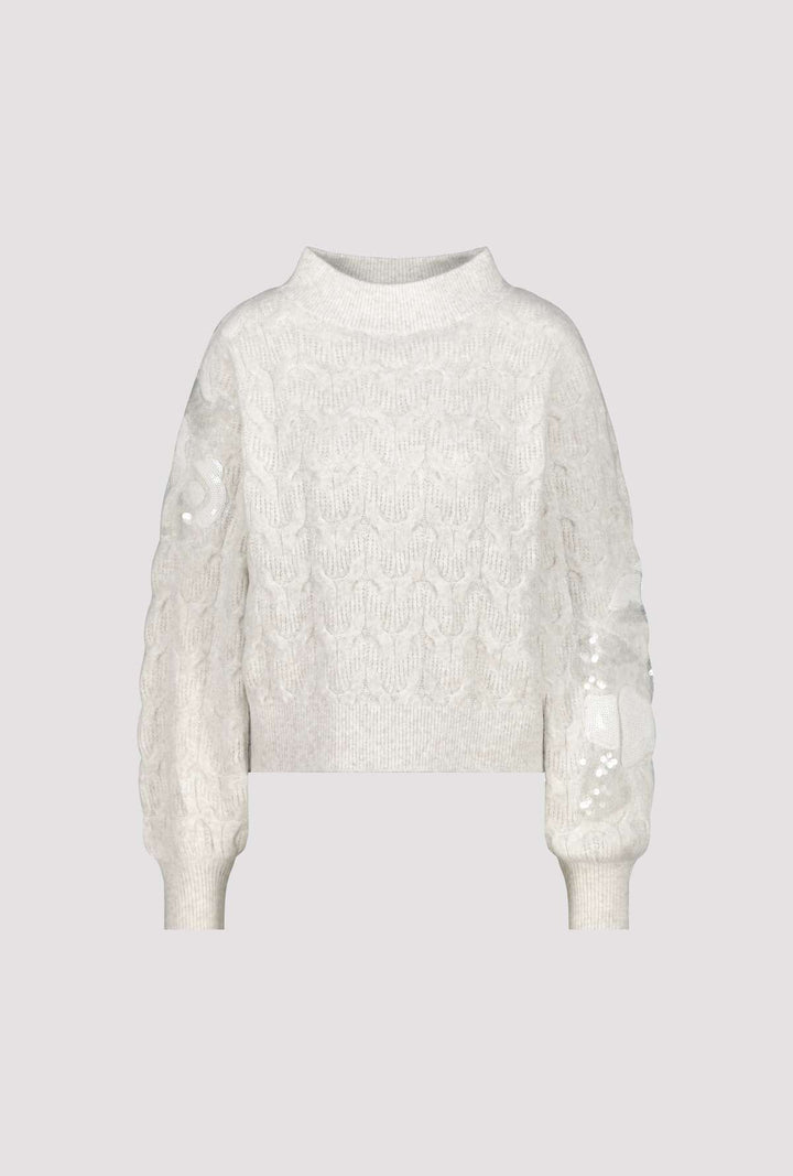 Monari Fleece Sweater + Sequins - Pearl