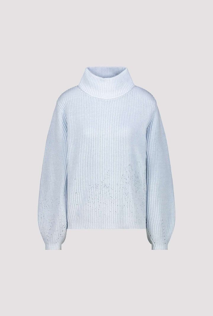 Monari Lurex Sweater + Rhinestones - Ice Blue
