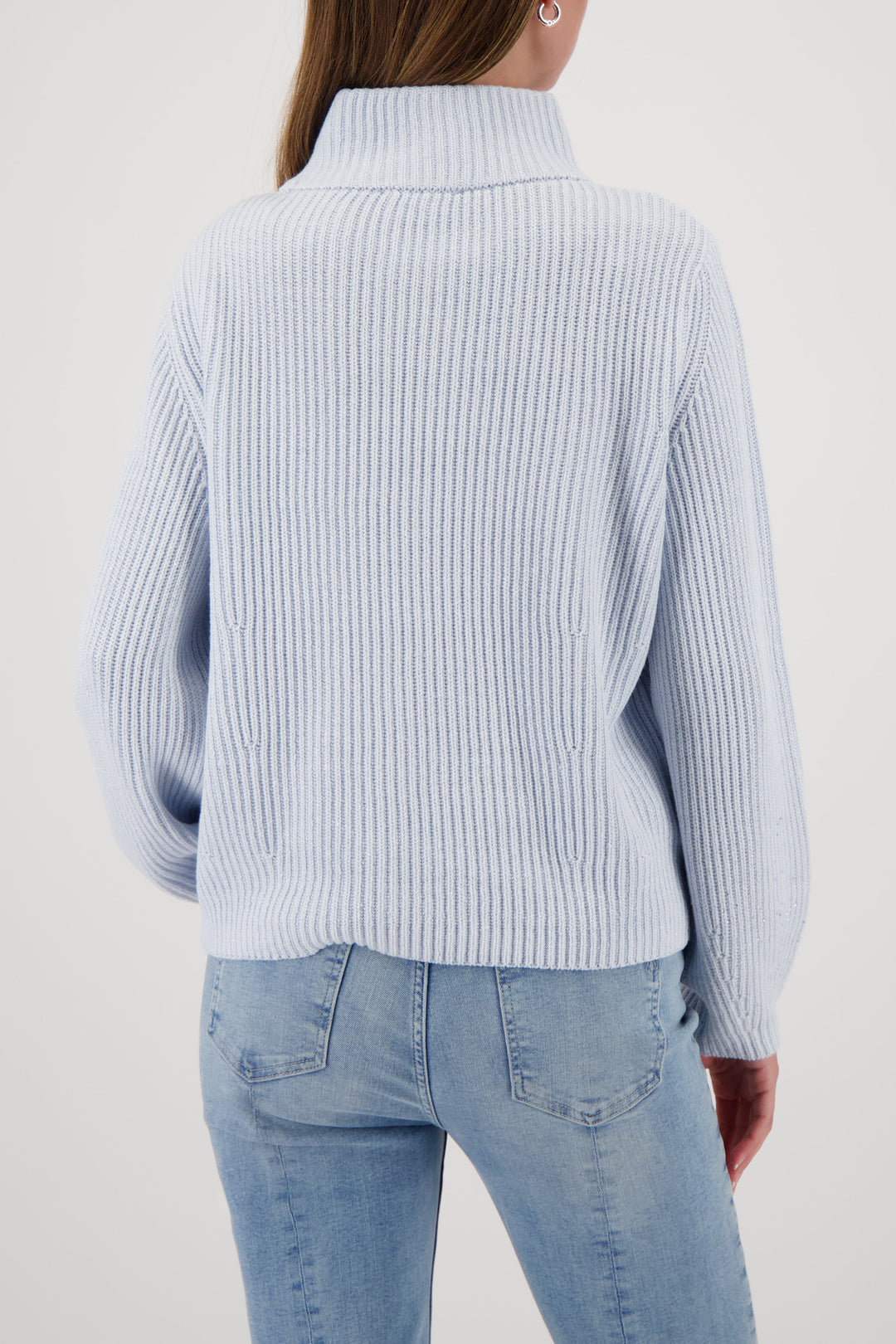 Monari Lurex Sweater + Rhinestones - Ice Blue