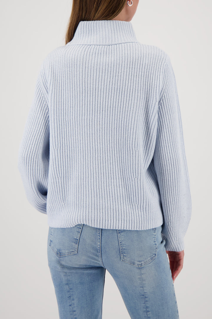 Monari Lurex Sweater + Rhinestones - Ice Blue