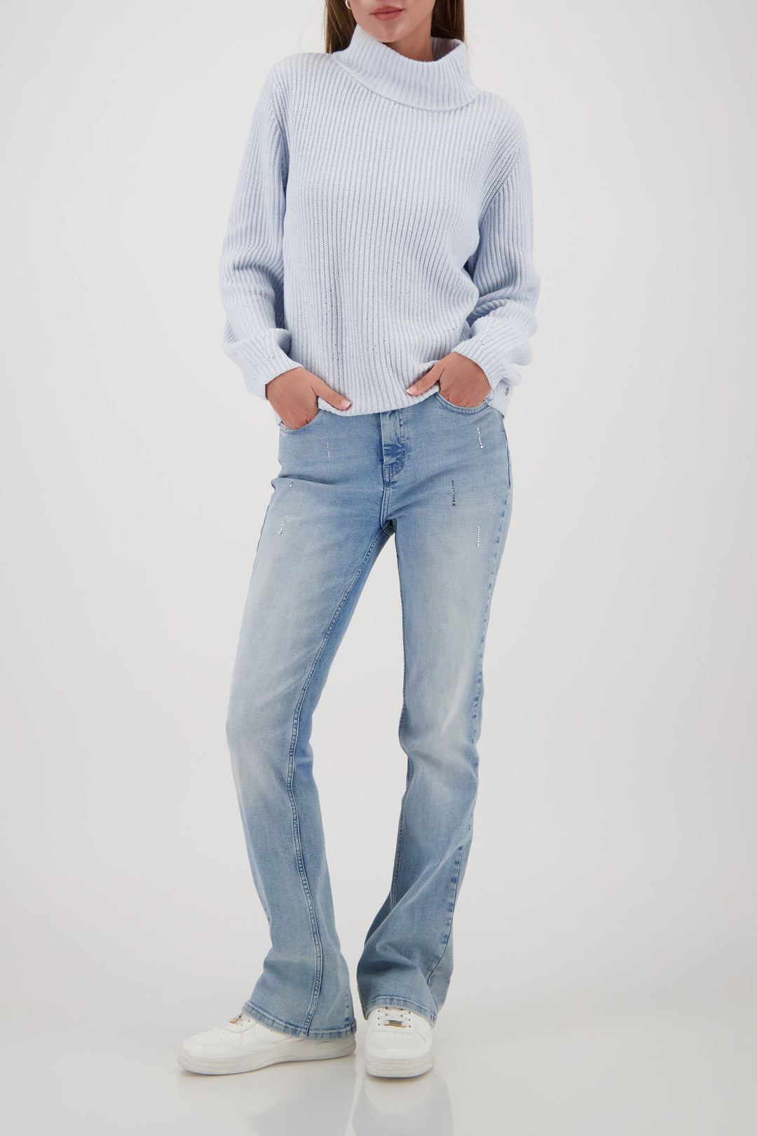 Monari Lurex Sweater + Rhinestones - Ice Blue