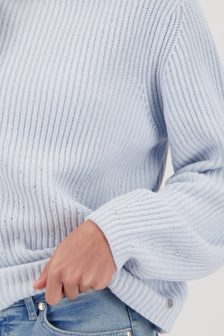 Monari Lurex Sweater + Rhinestones - Ice Blue