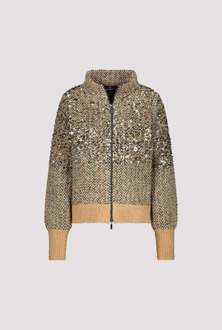 Monari Sequin Cardigan Jacket - Cognac