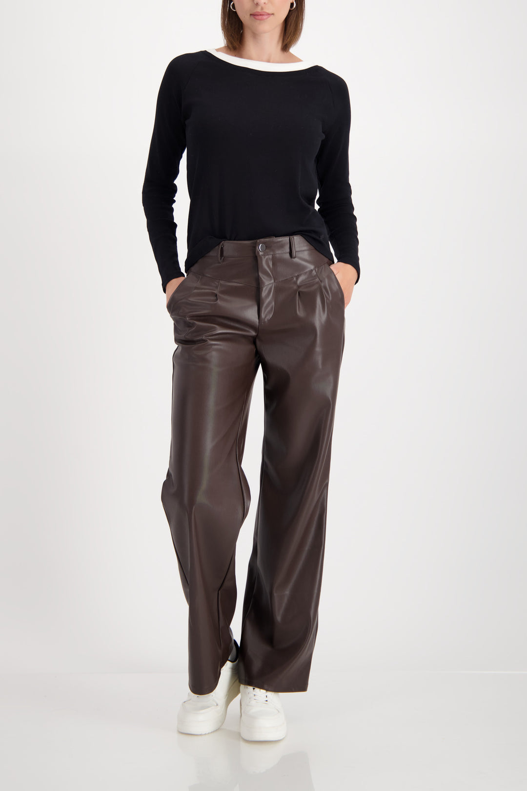 Monari Basic Ribbed 2‑in‑1 Tee - Black