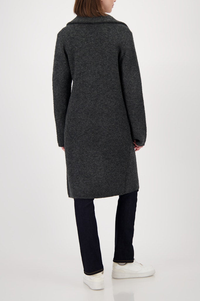 Monari Knitted Coat + Brooch - Anthracite