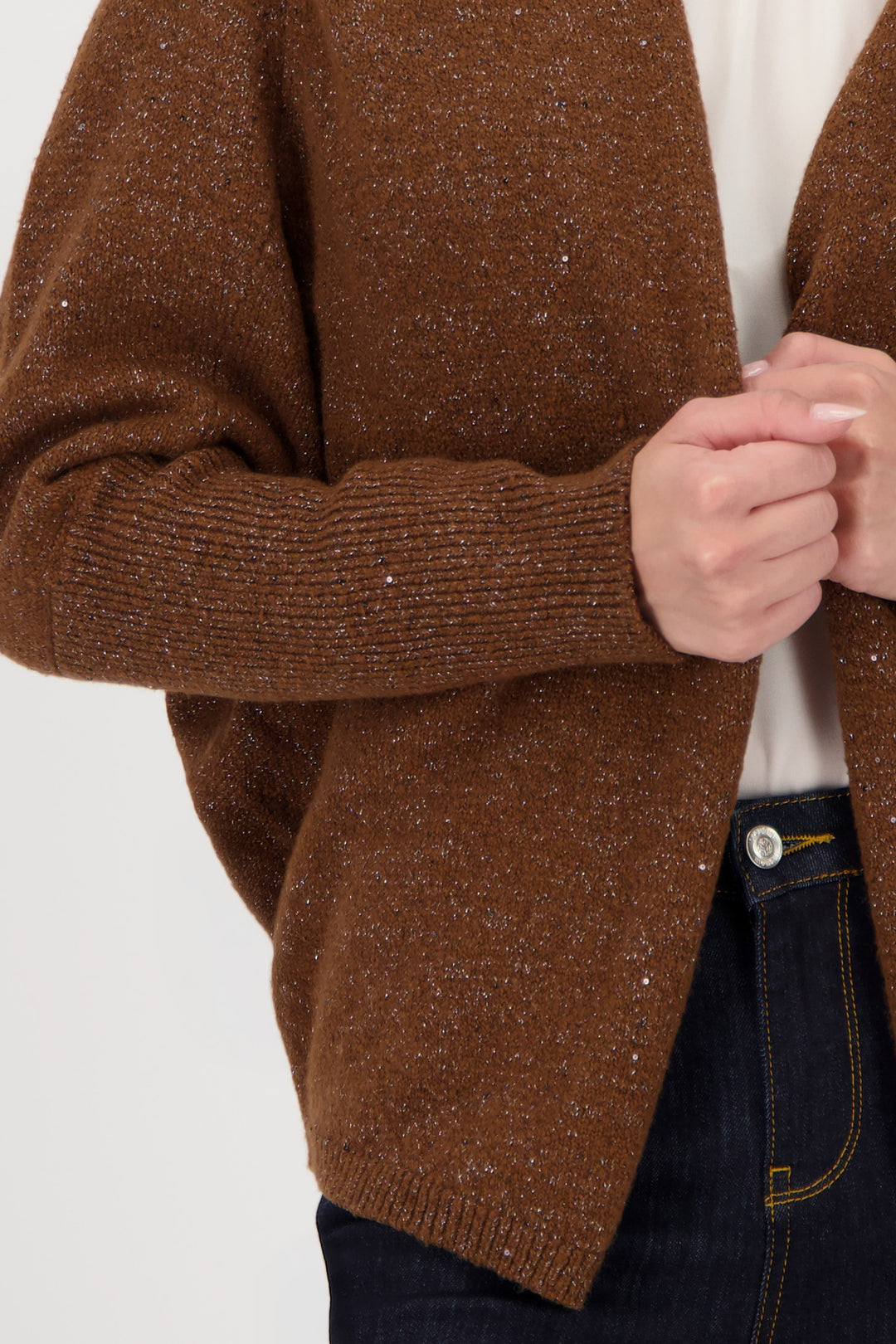 Monari Knitted Cardigan + Sequins - Whisky